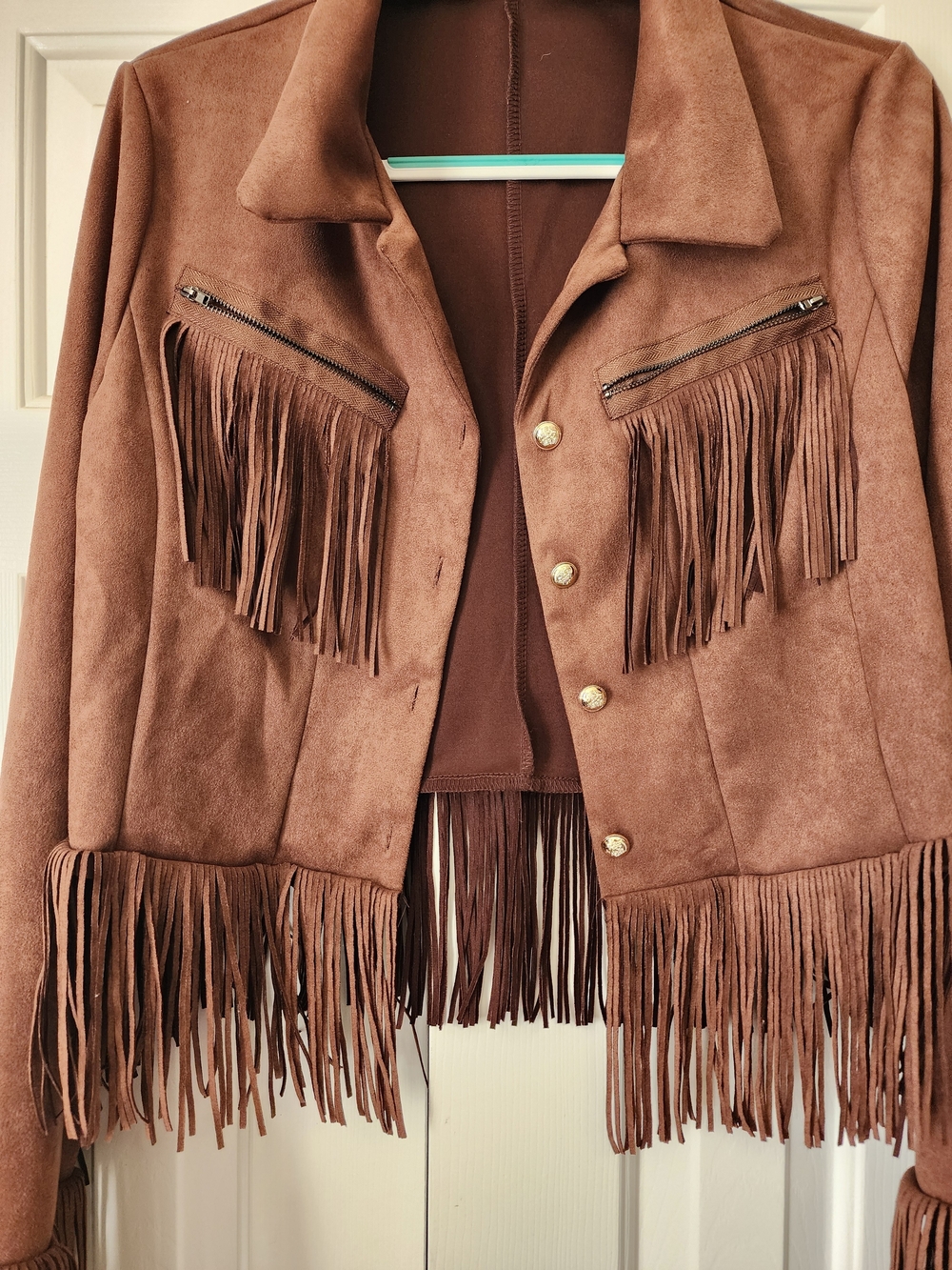 Brown Fringe Western Jacket  Festival Westerncore Size Xl Boho - Picture 3 of 7